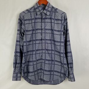 Robert Graham Shirt Mens Small Gray Jacquard‎ Dormer Geometric Long Sleeve